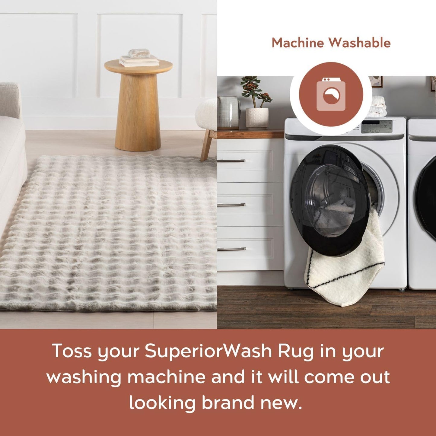 nuLOOM 3'9" x 6' Cozy Plush Area Rug, Machine Washable, Non-Slip, Soft Fluffy Shag Carpet for Living Room Bedroom Kids Nursery Home Decor, Jeni Grey