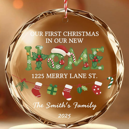 Bemaystar Personalized New Home Ornament 2025 - Custom First Christmas in New Home Ornament 2025 with Name Address, Housewarming & Xmas Gifts for Newlyweds, Neighbor, Gifts for Christmas