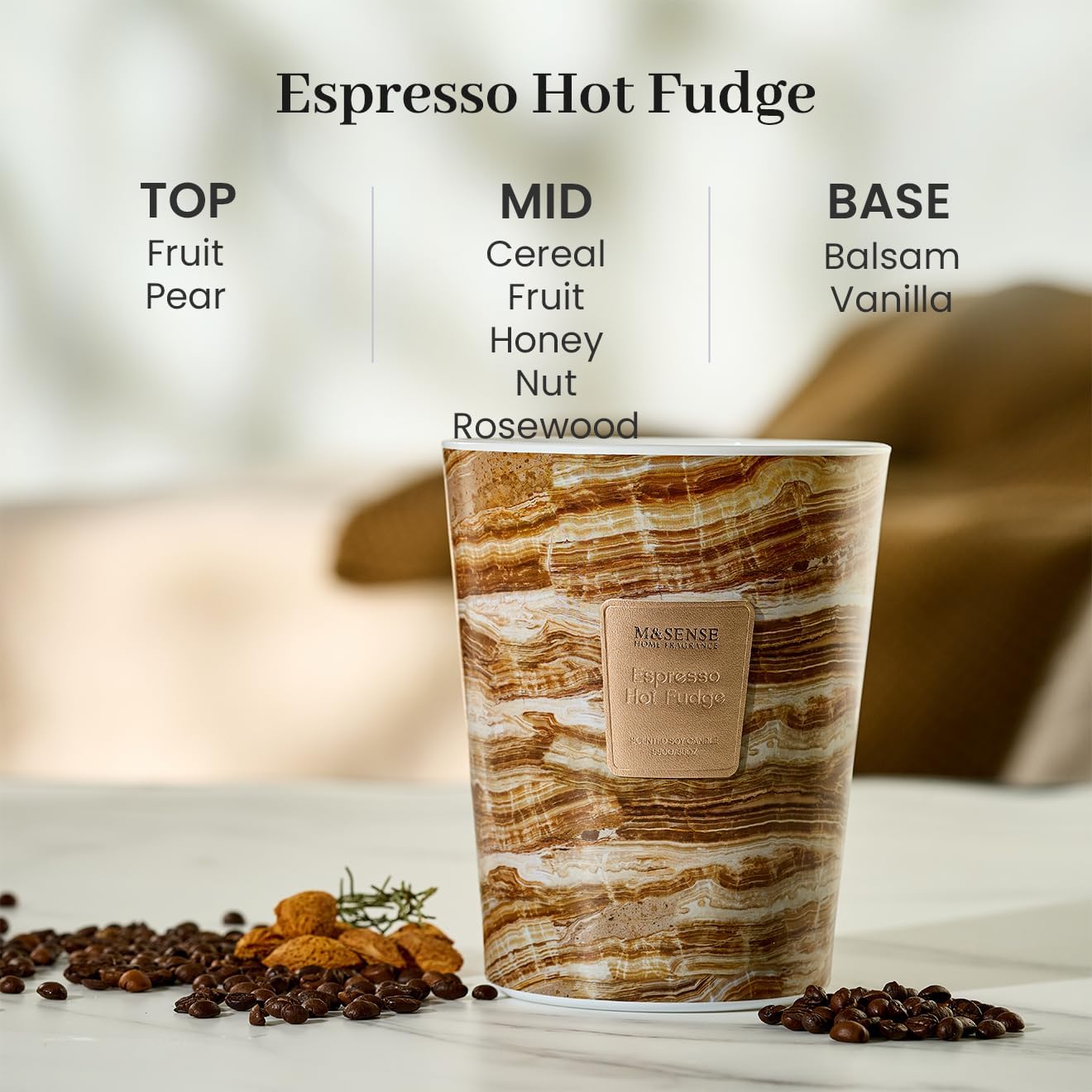 M&SENSE EspressHotFudge Scented Candles for Home, 3-Wick Highly Scented Jar Candles, Extra Large Candle 35 Oz 150 Hours Long Lasting Burning, Relaxing Aromatherapy Candle for Stress Relief, Meditation