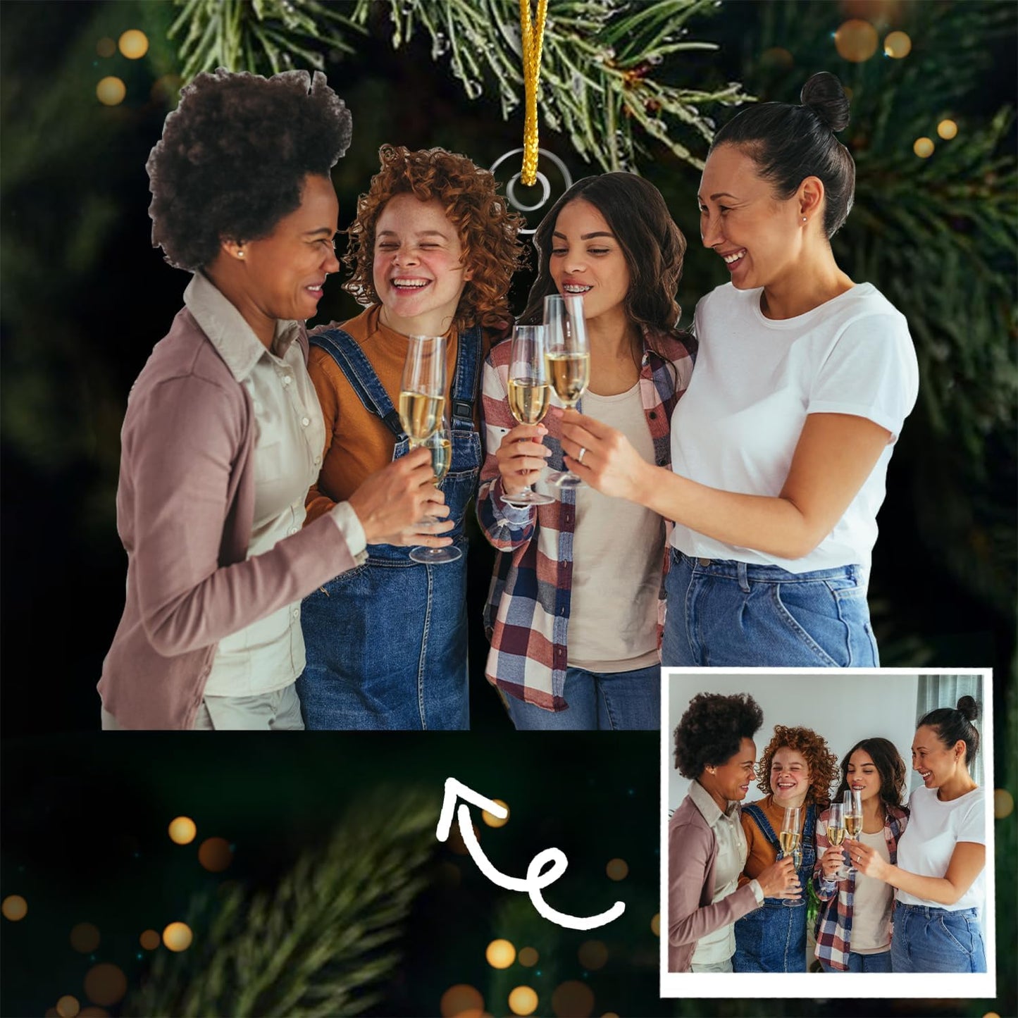 DOPTIKA Personalized 2D Ornaments for Christmas Tree, Friend Christmas Ornaments 2025, Personalized Christmas Picture Ornaments for Friends, Besties, BFF, Friendship Gifts for Women Men