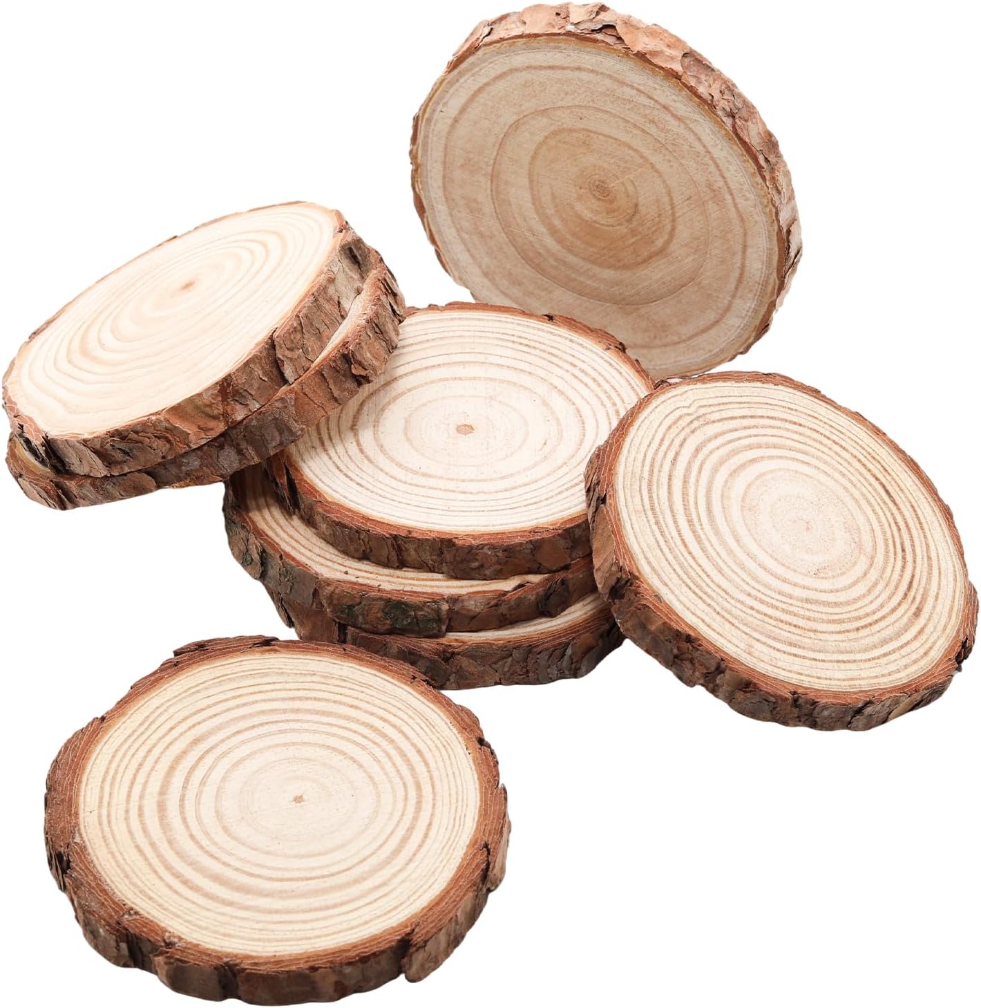 Natural Wood Slices for Wedding Decor, Christmas Ornaments – 20PCS 3.5-4 Inch Unfinished Predrilled Wooden Circles, DIY Crafts & Arts