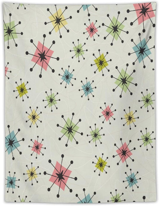 ICMOLYYENLO Abstract Cat Tapestry, Medieval Abstract Atomic Star Cat Vintage Home Wall Hanging Art Tapestry for Bedroom Living Room Dormitory 60x60 Inch