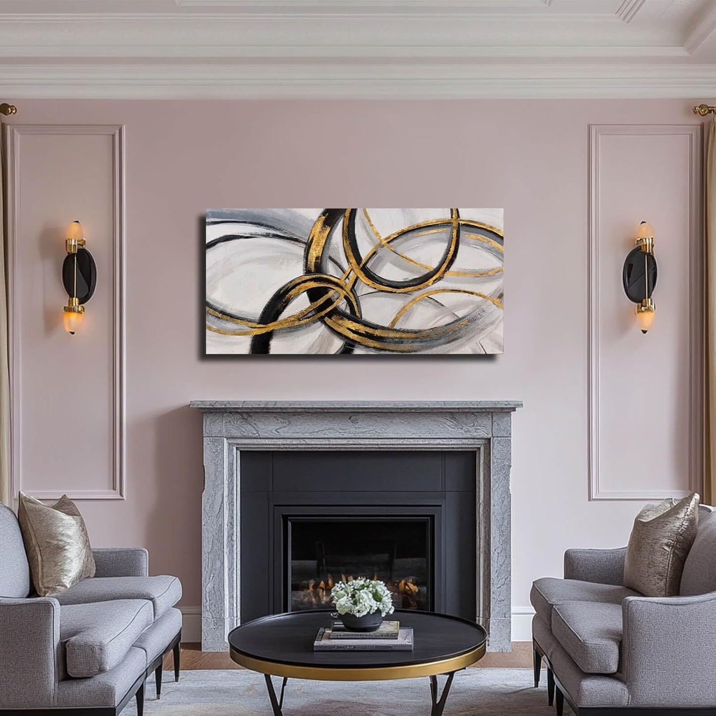 SOUGUAN Canvas Wall Art - Black and White Artwork - Abstract Graffiti Painting - Wall Art for Living Room Bedroom Kitchen Home Wall Decorations 20x40 Inch