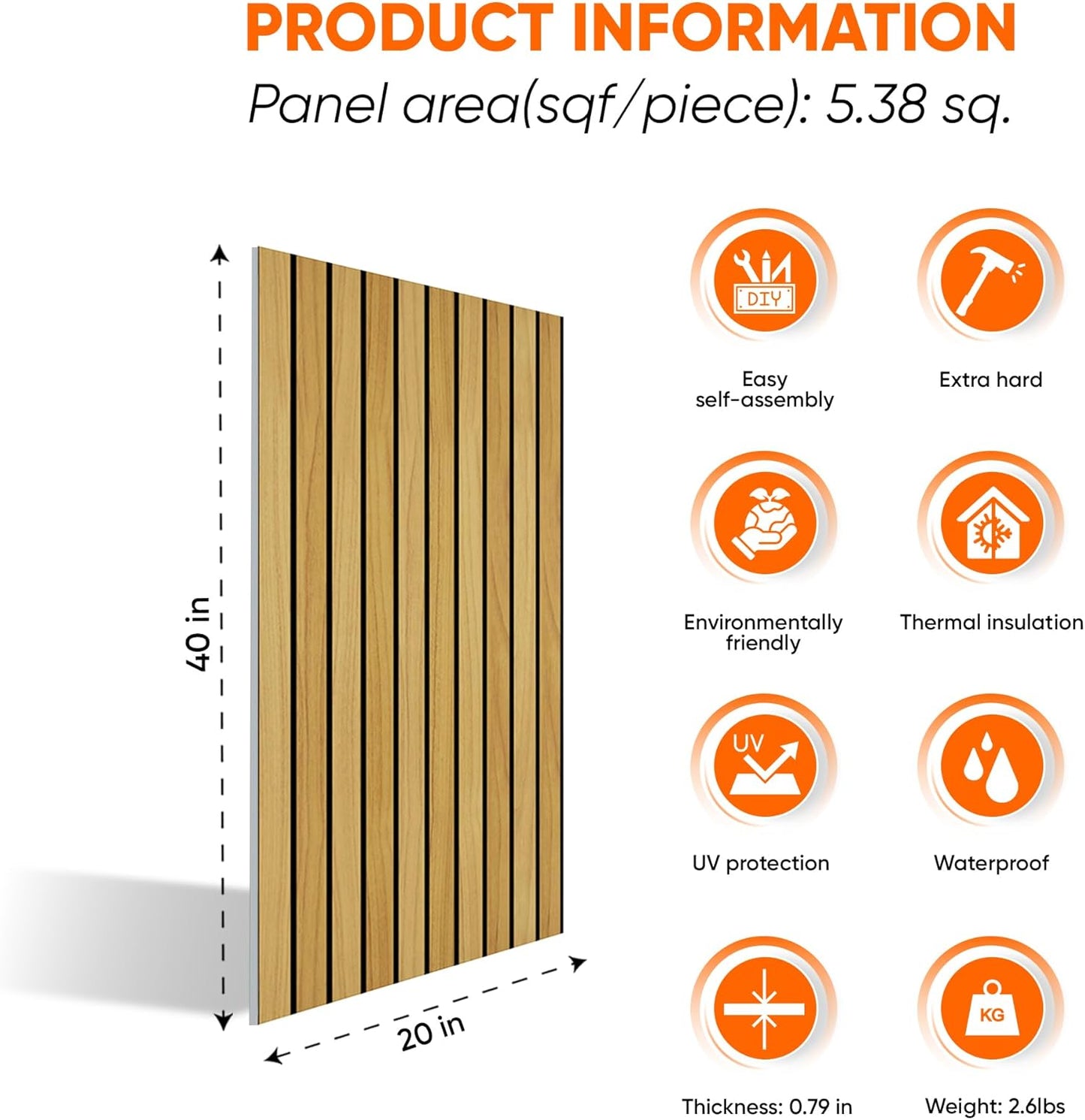 IZODEKOR 3D Wood Effect Styrofoam Wall Panels - Faux Wood Look Wall Panels for Living Room - Fake Acoustic Wood Slat Wall Panels - Pack of 10, Covers 50 sq ft.