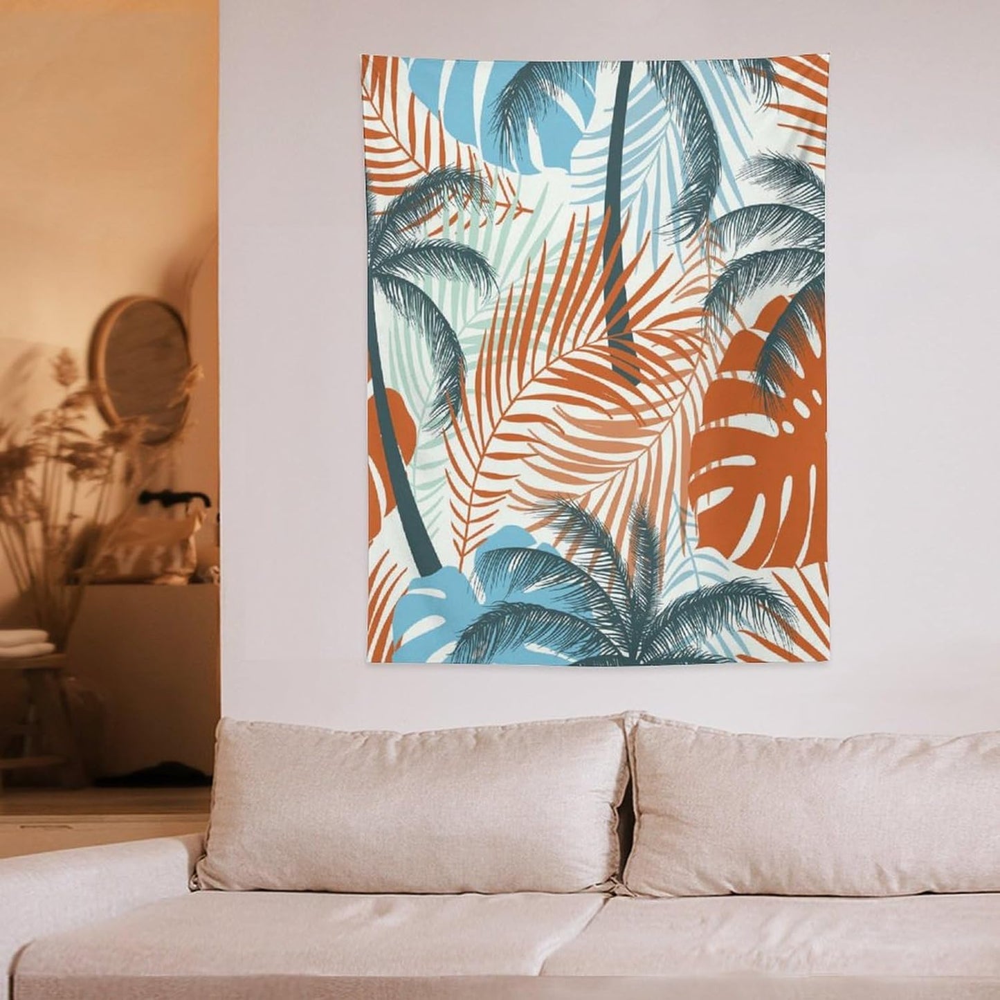 ICMOLYYENLO Palm Leaf Tapestry Wall Hanging, Tropical Leaves Plant Jungle Green Hawaiian Art Home Decor for Guest Bedroom Living Room Dormitory 30" x40