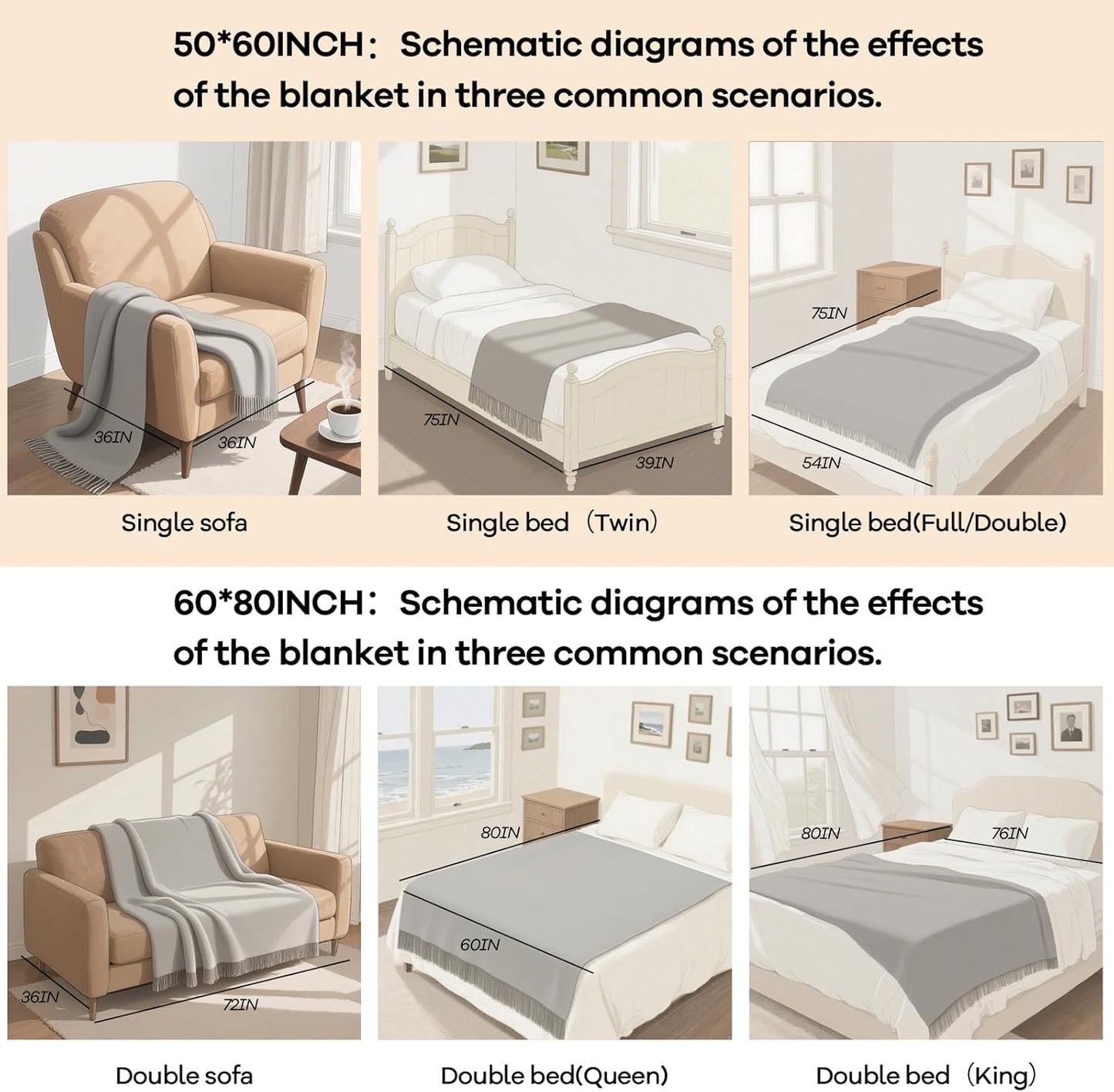 inhand Navy Blue Throw Blanket for Couch and Bed, Soft Living Room Home Decor Knitted Blanket with Tassel, Outdoor Lightweight Breathable Summer Blanket, Farmhouse Warm Woven Decorative, 50"x60"