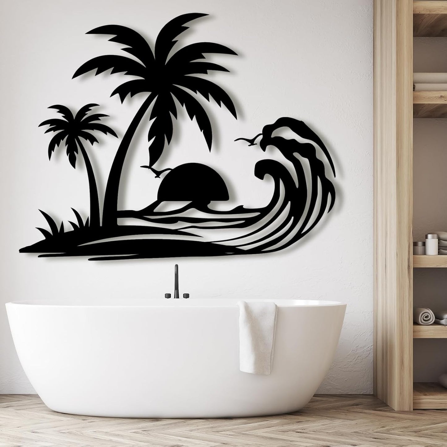 Palm Tree Metal Wall Decor,Palm Tree Metal Wall Art,Metal Palm Tree,Metal Palm Tree Wall Decor,Tropical Metal Wall Art,Beach Wall Decort,Metal Wall Decor (style 1,white,19 L" x 14 W" / 47 x 37 cm)