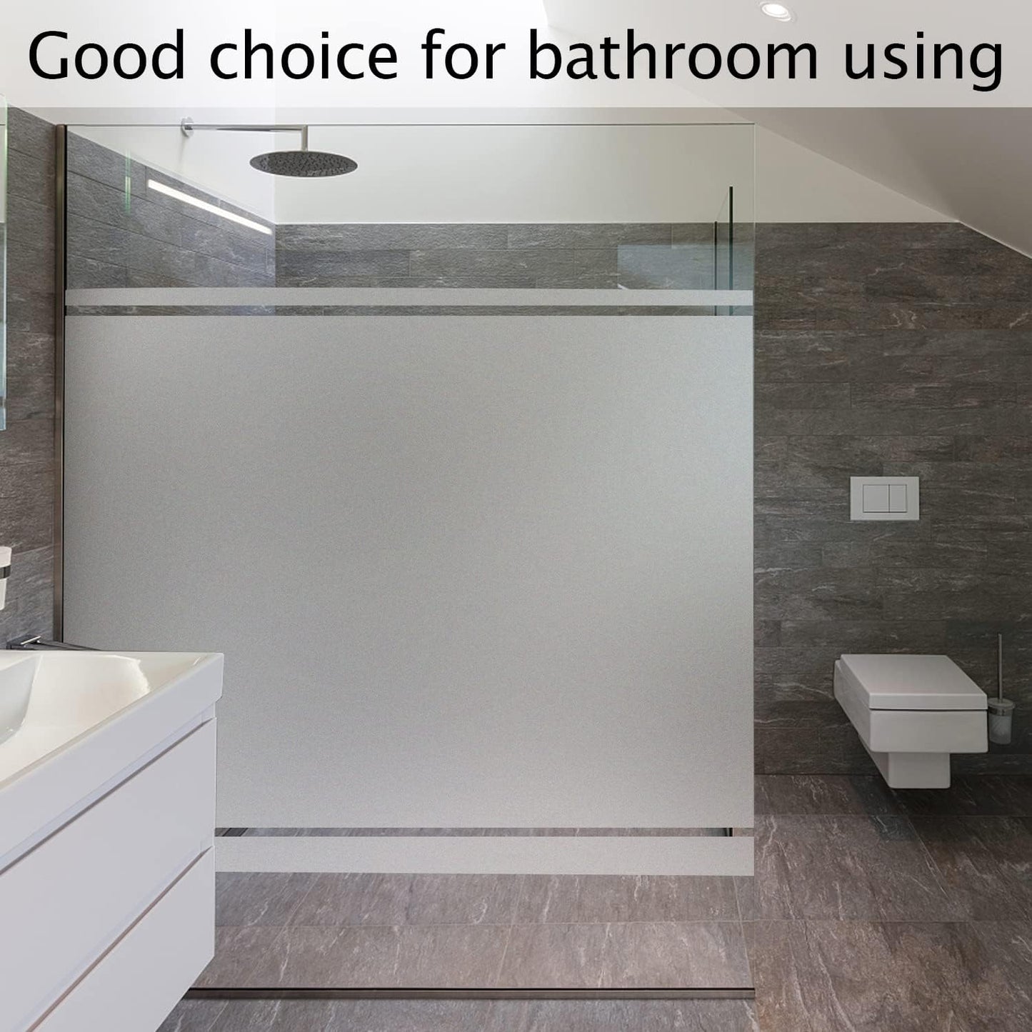 HIDBEA Frosted Window Privacy Film Heat Control UV Blocking, Static Cling Non-Adhesive Reusable Door coverings for Bathroom Home Office (Frosted 41.3 Inch x 6.5 Feet)