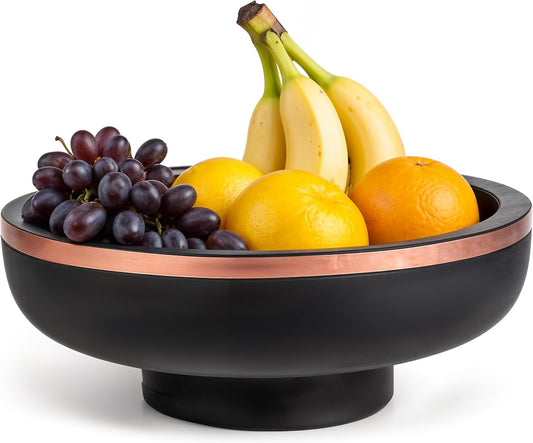 Concrete Fruit Bowl for Kitchen Counter - Large Decorative Bowls for Home Decor - Modern Key Bowl for Entryway Table - Hand-Poured Pedestal Bowl for Keys