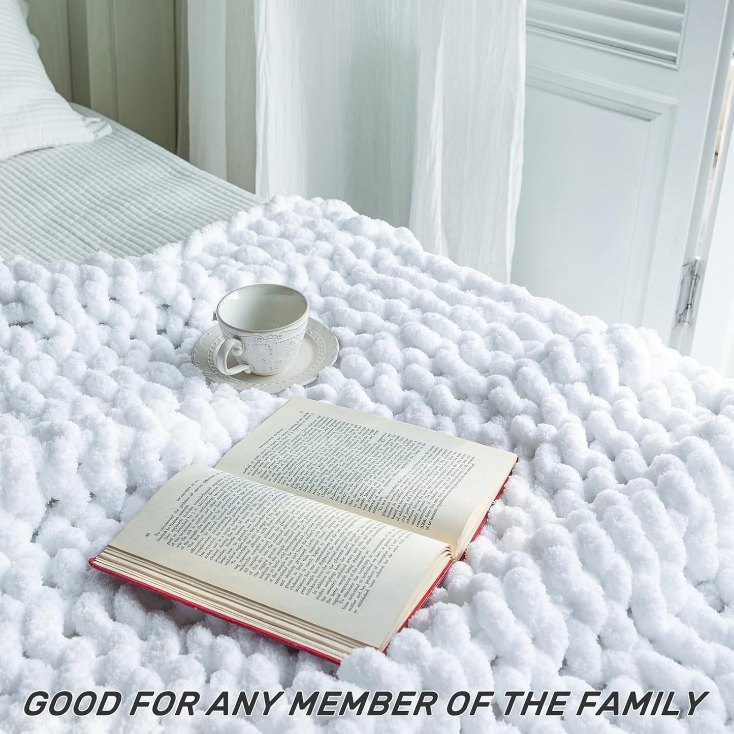 Chunky Knit Blanket - Luxury Soft Cozy 50 * 60 Throw Blanket,100% Woven Blanket Rope Knot Throw Blanket for Couch, Sofa, Home Decor, Gift - Machine Washable（White）