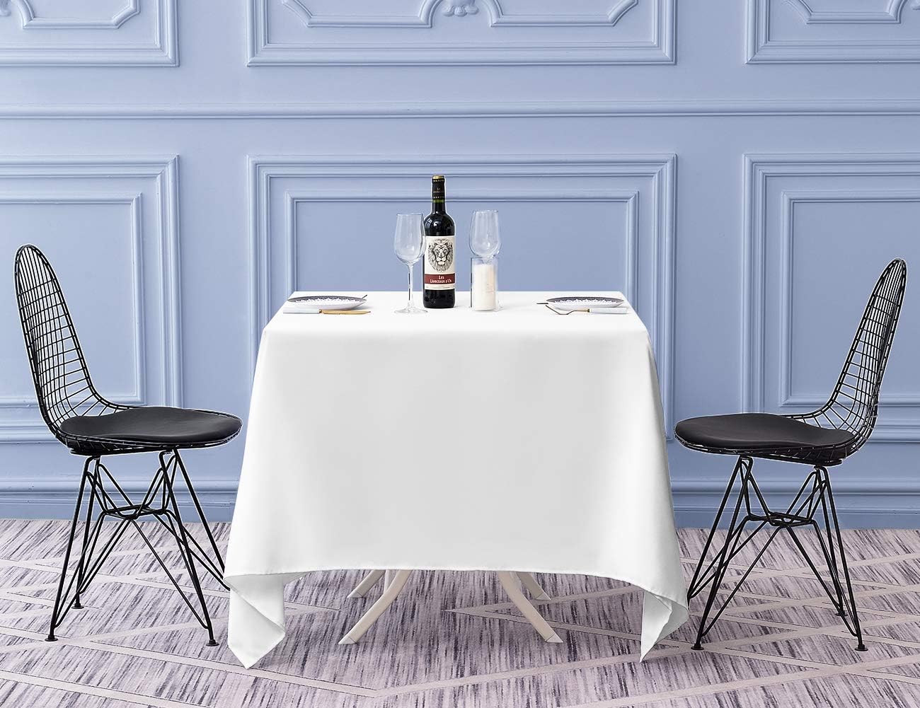 Surmente White Square Tablecloth-52x52 Inch Table Cloth for Small Square Tables,Washable Polyester Table Cover for Weddings, Banquets, or Restaurants