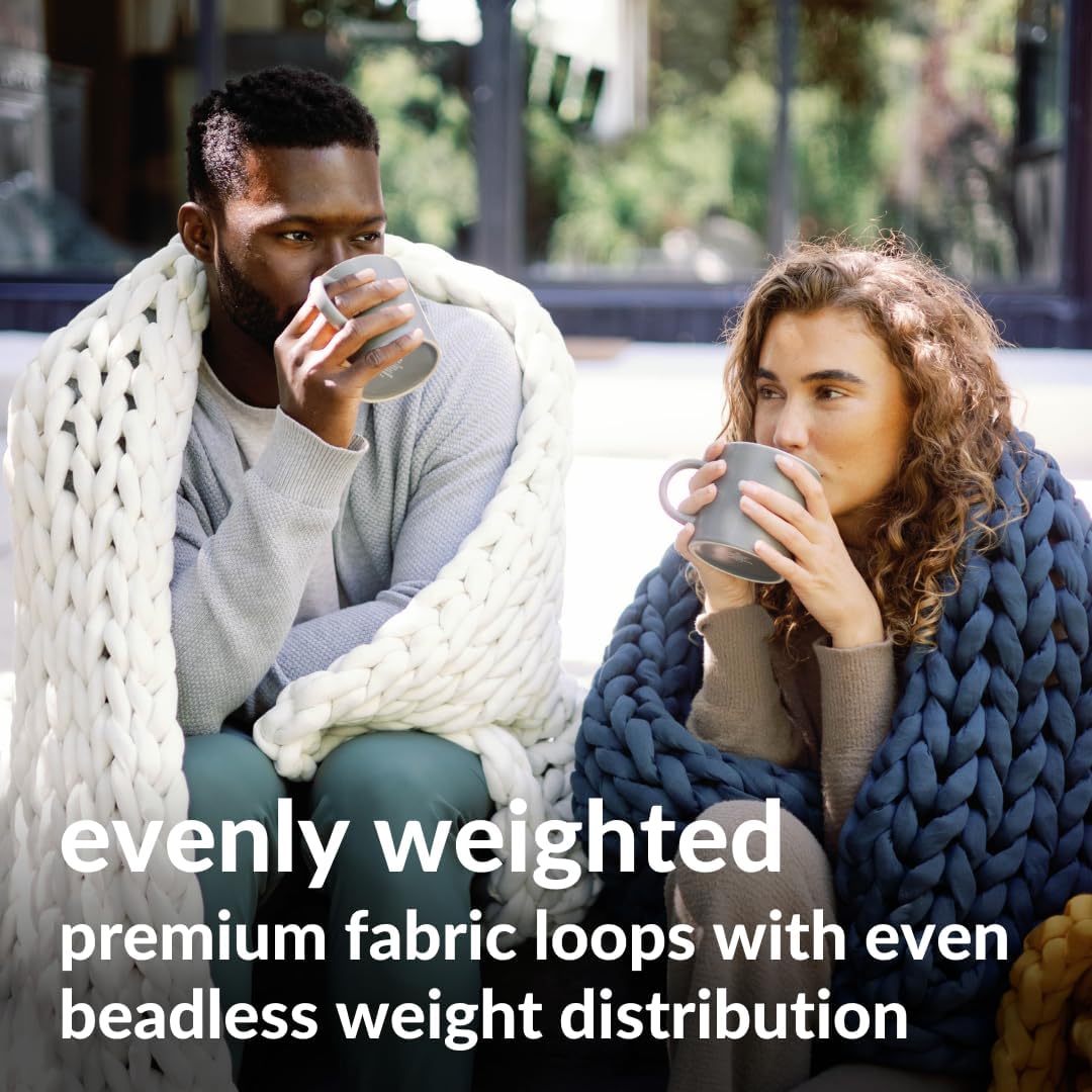 Nuzzie Chunky Knit Blanket - Breathable, Cooling, Hand Made Knit Throw Blanket for Sleep - Machine Washable, Stylish Decor Design (Dusty Blue, Full | 16lbs | 48"x72")