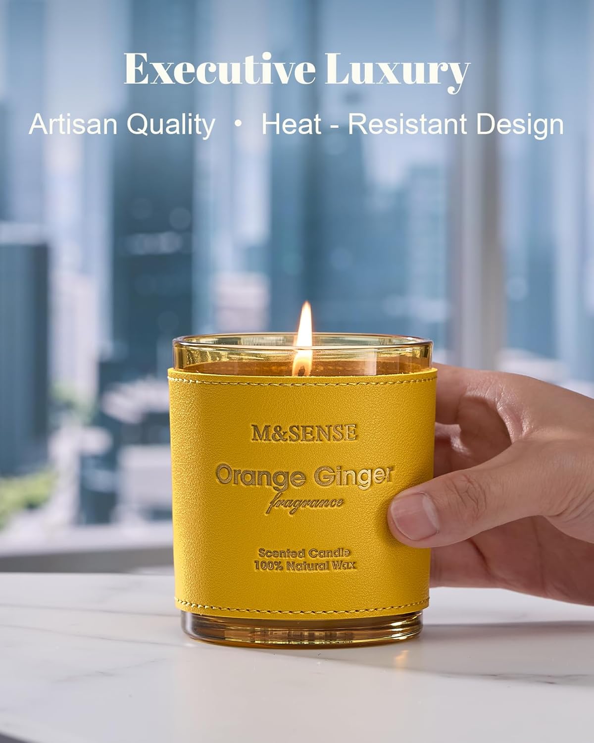 M&SENSE Orange Ginger Scented Candles, High Intensity, Vegan Soy Toxin Free Candles for Home Fragrance, 10oz 42-Hour Slow Burning Time, Kitchen Party Air Purifying Candle for Women Man