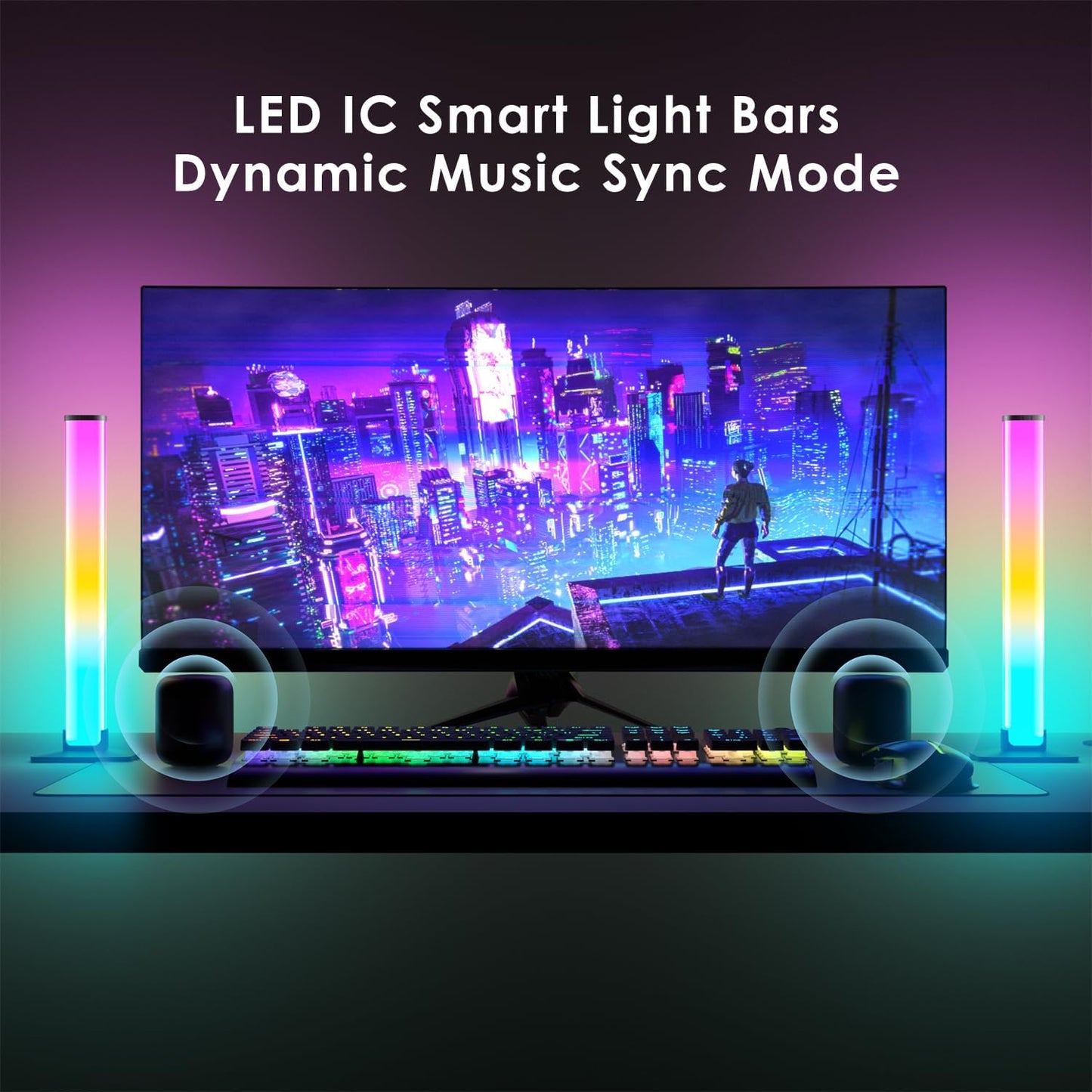 RGB Light Bar,Smart LED Light Bar for Room,16 Million Colors,Three Control Modes,Dynamic Music Sync Mode,213 Preset Modes,USB Interface（Without Adapter）