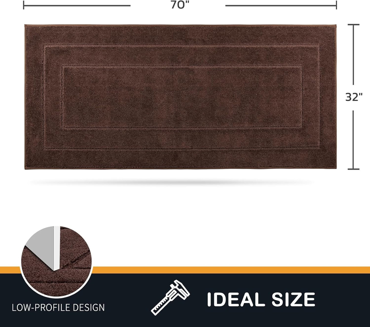 PURRUGS Dirt Trapping Door Mat 32" x 70", Non-Slip/Skid Machine Washable Entryway Rug, Dog Doormat, Super Absorbent Welcome Mat for Muddy Wet Shoes and Paws, Brown