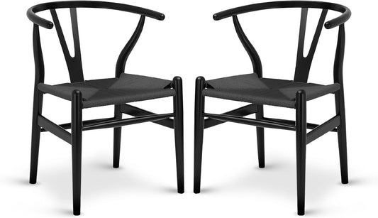 POLY & BARK Weave Chair Set of 2 in Pitch Black