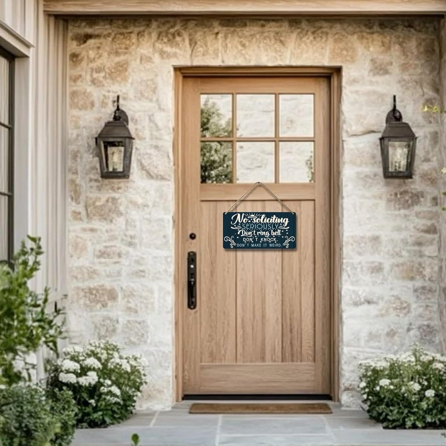 No Soliciting Sign for House Door Funny Do Not Ring Doorbell Sign for Home Front Door Seriously Don't Knock Or Ring Doorbell Don't Make It Weird Wooden Yard Signs 12x6 Inch