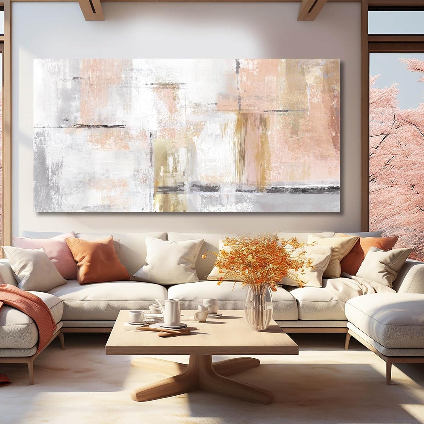 SOUGUAN Canvas wall Art Gold Wall Decor Bedroom Pink Pictures Wall Decoration Artwork Abstract Wall Art large Modern Painting Pictures for Living Room Home Kitchen Office (30x60, Pink)