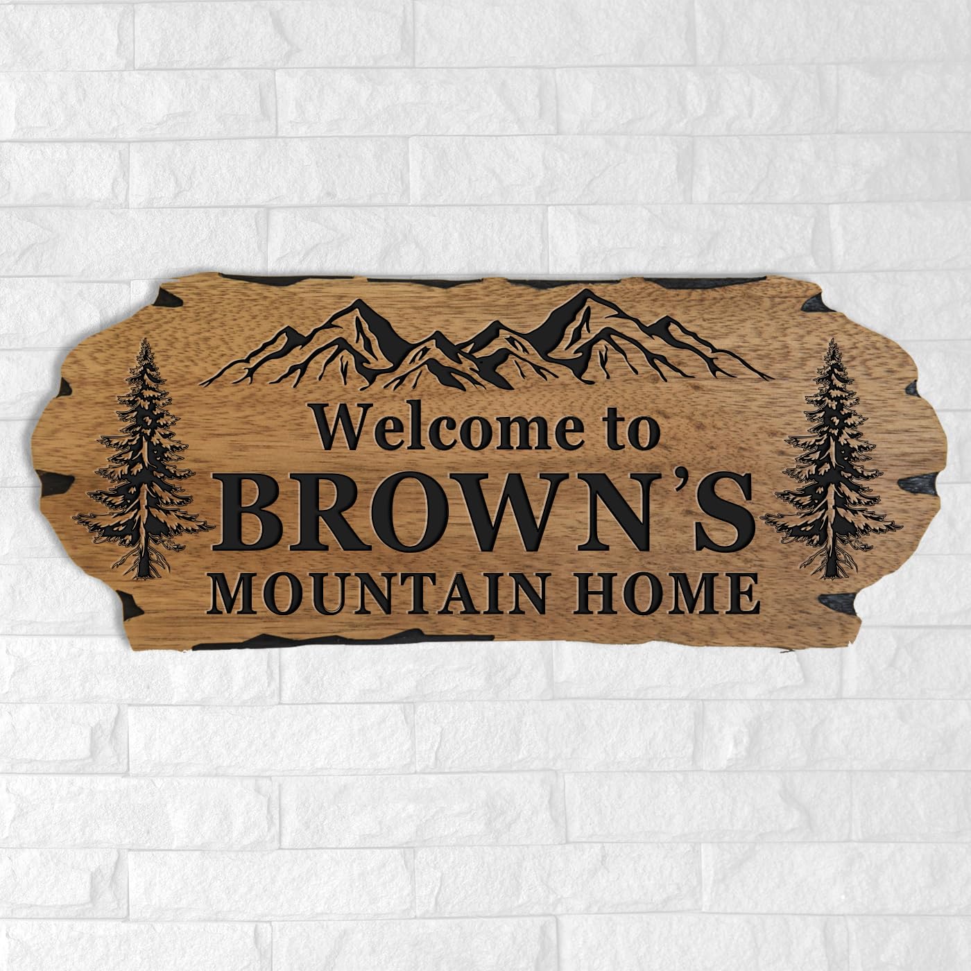 Personalized Cabin Sign - Rustic Wood Welcome Sign for Outdoor & Home Wall Decor - Customizable Farmhouse Decor, Backyard Sign & 3D Carving Wood Sign.3D carved decorative wooden plaques.