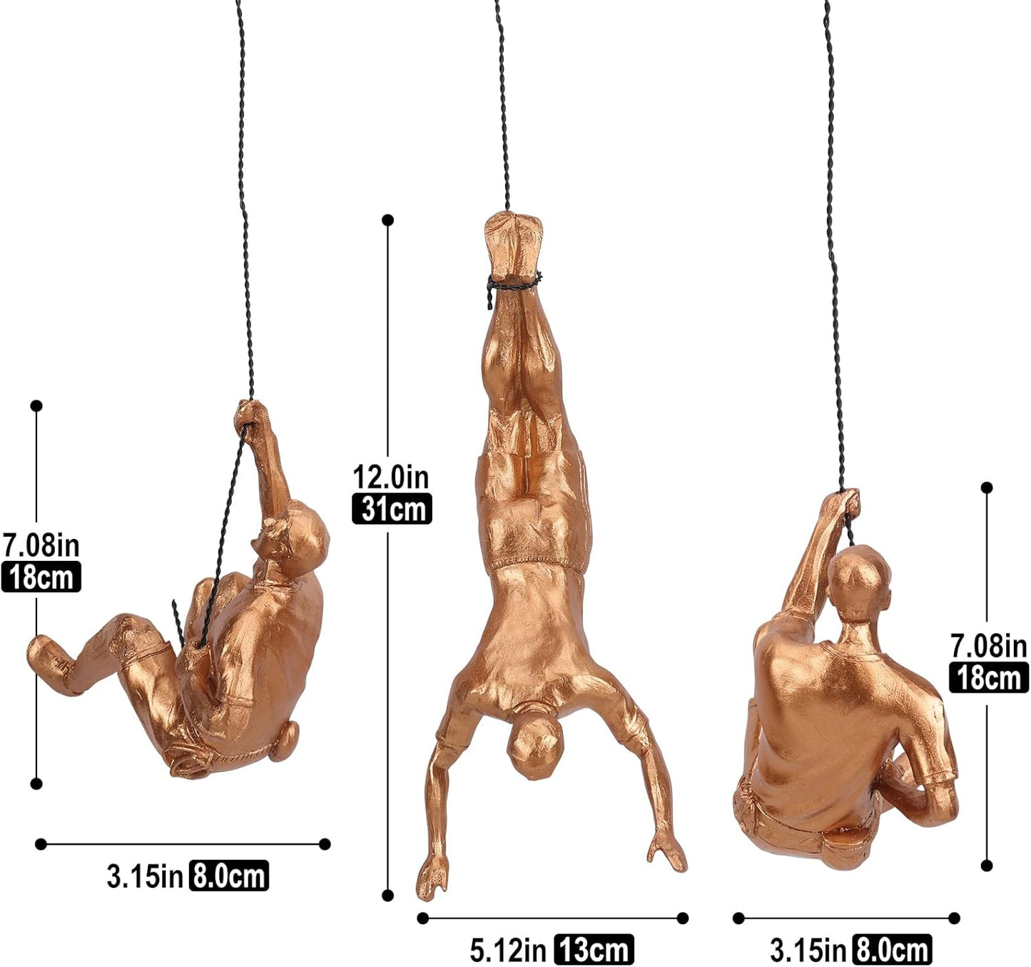 Large Set of 3 Climbing Men Wall Art Decor Sculpture,Nordic Modern Simplicity Decorative Wall Art, Climbing Man Sculptures,Home & Office Climber Gifts