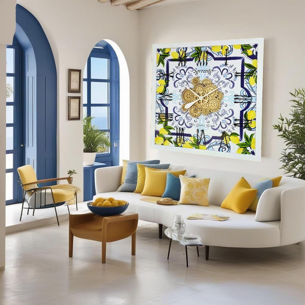 The Gears Clock Wall Clock Italy Collection with Moving Gears (Sorrento, 36 inch Square)