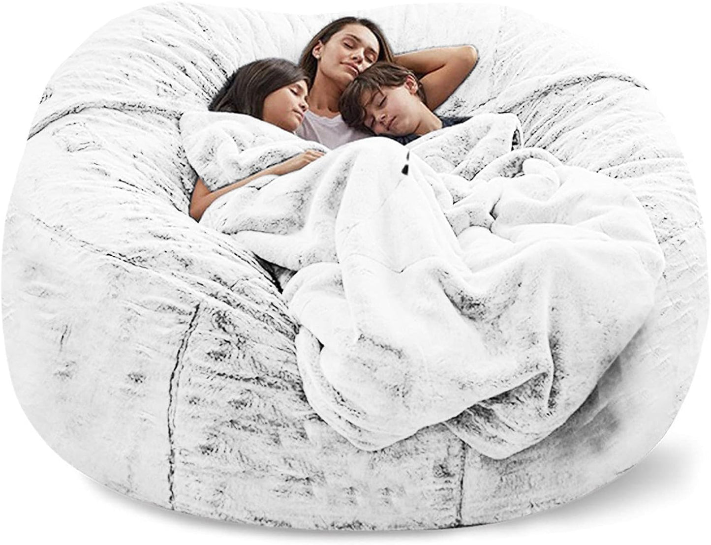 Big Huge Giant Bean Bag Chair for Adults, (No Filler) Bean Bag Chairs in Multiple Sizes and Colors Giant Foam-Filled Furniture - Machine Washable Covers, Double Stitched Seams (Snow Black,5FT)