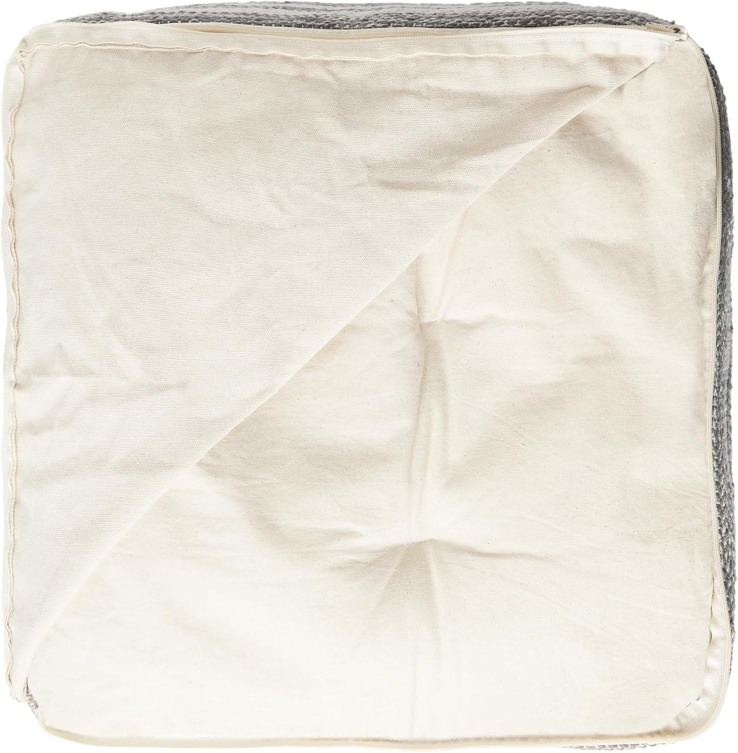 REDEARTH · Tufted Pouf Ottoman with Filler Textured Storage Cube Bean Bag Pouffe Footrest for Living Room, Bedroom, Nursery, Kidsroom; 100% Cotton (17.5"X17.5"X17.5", Melange Delight Gray)