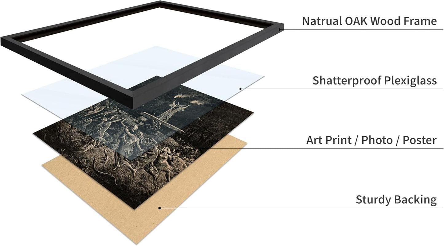 Poster Master Vintage Gustave Dore Poster - Retro Illustration Print - Gift for Gothic, Horror Fan - Dance of Sabbath, Witch, Magic, Spell - Wall Decor for Bedroom, Dorm, 16x20 Black Framed