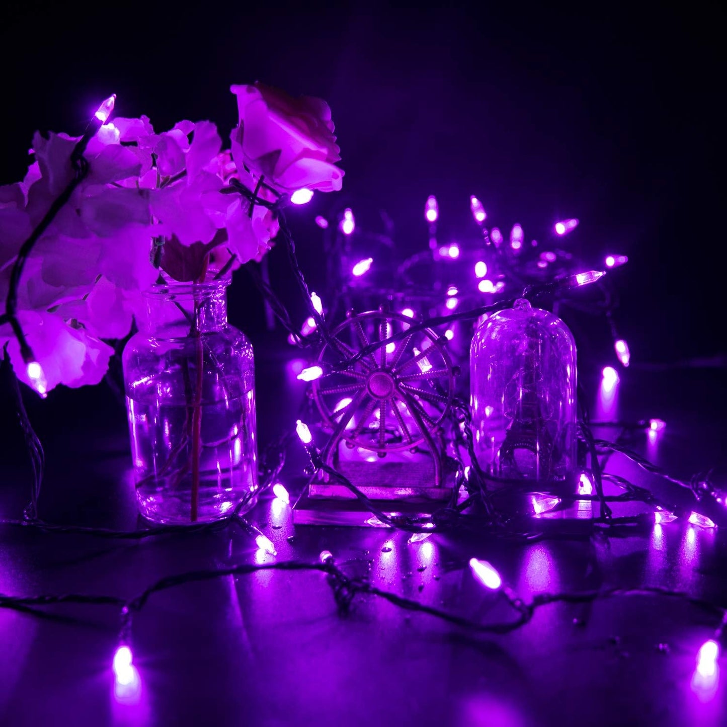 Minetom Halloween String Lights Outdoor, 98 Feet 300 Led Christmas Lights with 8 Lighting Modes for Halloween Party Christmas Xmas Tree Lights Decor(Purple)