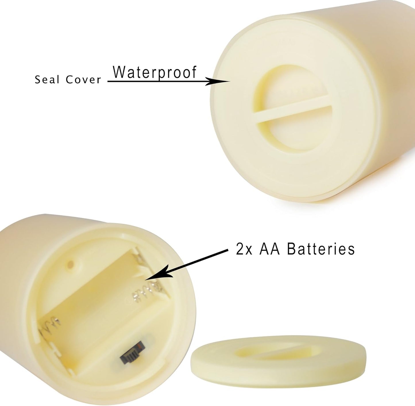 CANDLE CHOICE Waterproof Outdoor Battery Operated Flameless Candles with Timer Realistic Flickering Plastic Fake Electric LED Pillars for Lantern Garden Wedding Christmas Decorations 3”x4” 3 Pack