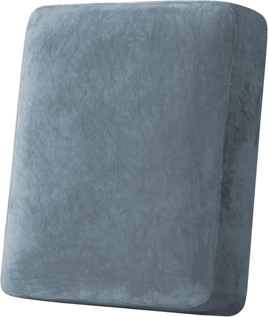 H.VERSAILTEX Velvet Stretch Couch Cushion Cover Plush Cushion Slipcover for Chair Cushion Furniture Protector Seat Cushion Sofa Cover (1 Piece Armchair Cushion Covers, Stone Blue)