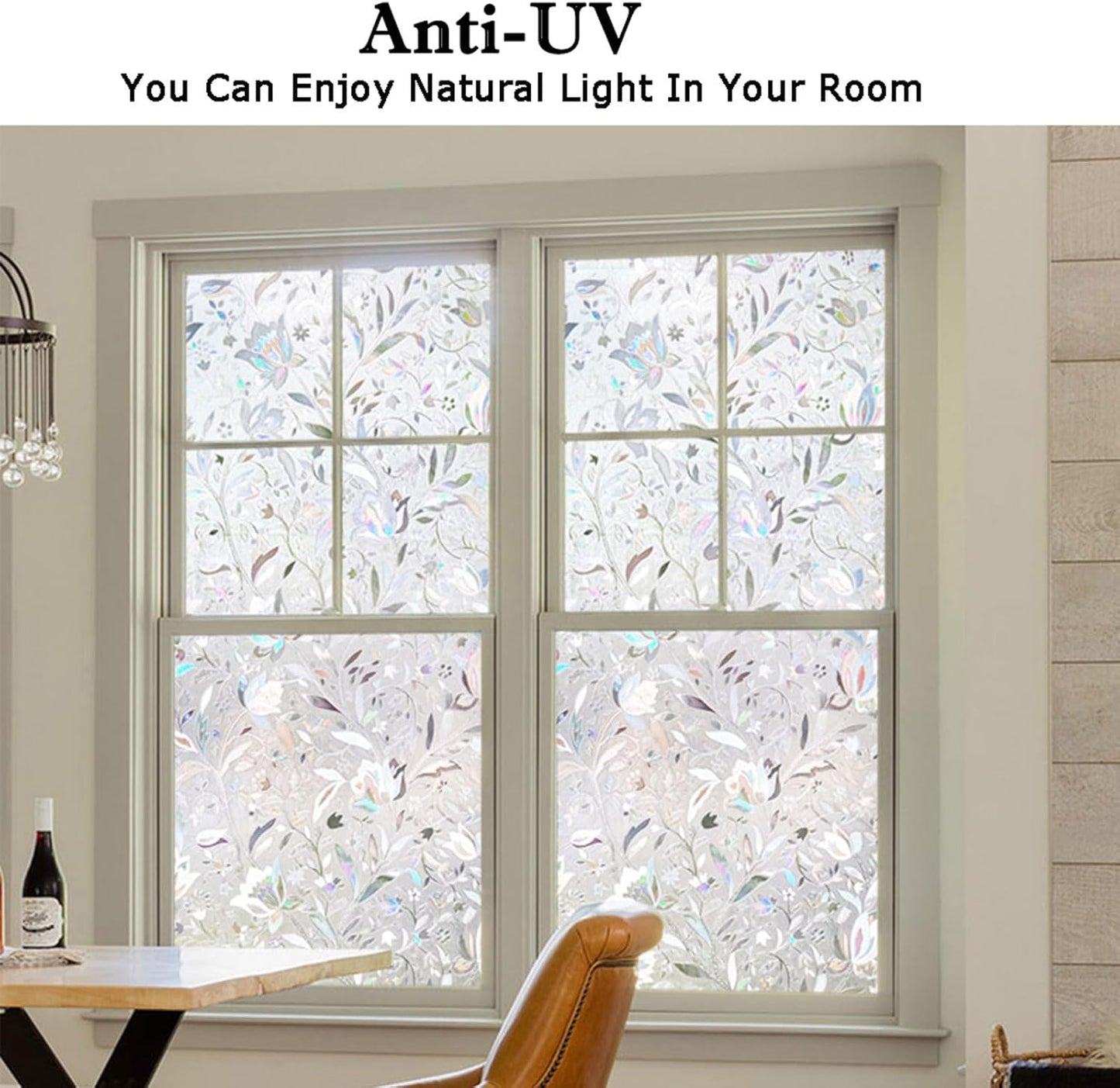 Kromapolis Window Film Privacy Frosted - Stained Glass Decorative Film, Non-Adhesive, No-Glue (29.5 x 118.1 inch)