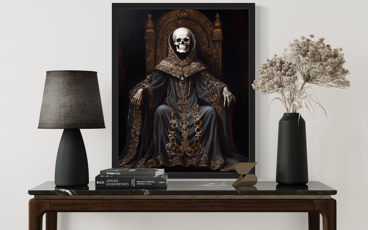 Skull King Poster Art Print, Halloween Scary Vintage Wall Art Academia Spooky Painting Decoration for Horror Prints, Gothic Posters Bedroom Decor 89 (Skull King 1, 11 x 14 inches, Black Frame)