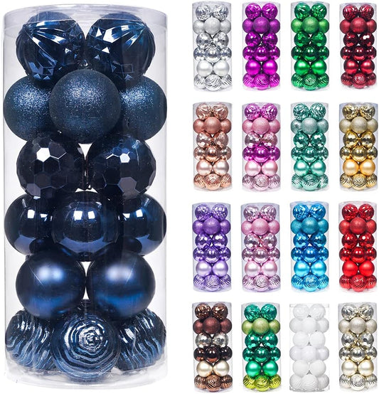 XmasExp 60mm/2.36" Christmas Ball Ornaments Shatterproof Christmas Ornaments Set Decorations for Xmas Tree Balls - 24ct (2.36'', Blue)