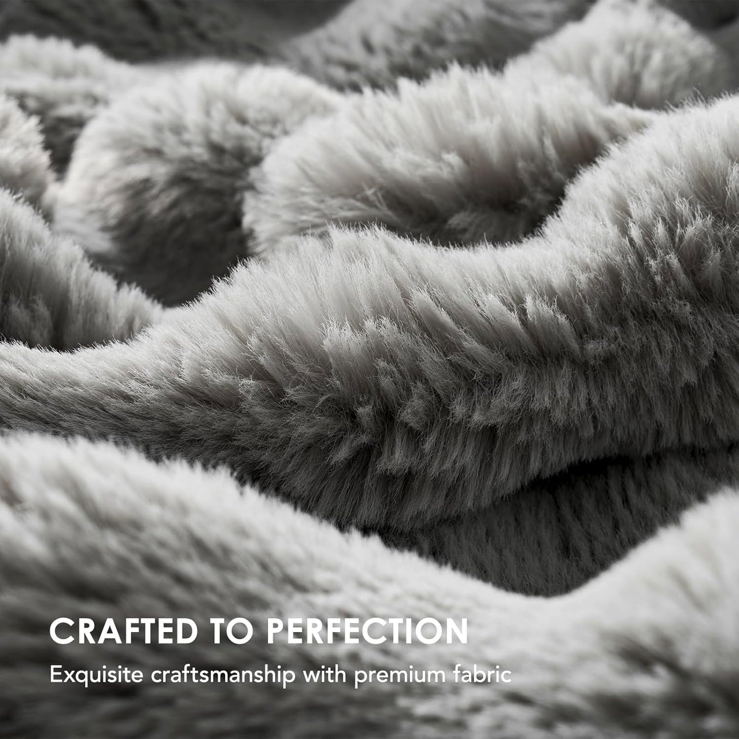 EVERGRACE Ultra Soft Luxury Fluffy Ridgeline Faux Rabbit Fur Throw Blanket, Thick Warm Bubble Throw for Bed, Cozy Plush Reversible Blankets for Couch, Chair, Sofa, Grey, 60x80 Inches, 870 GSM