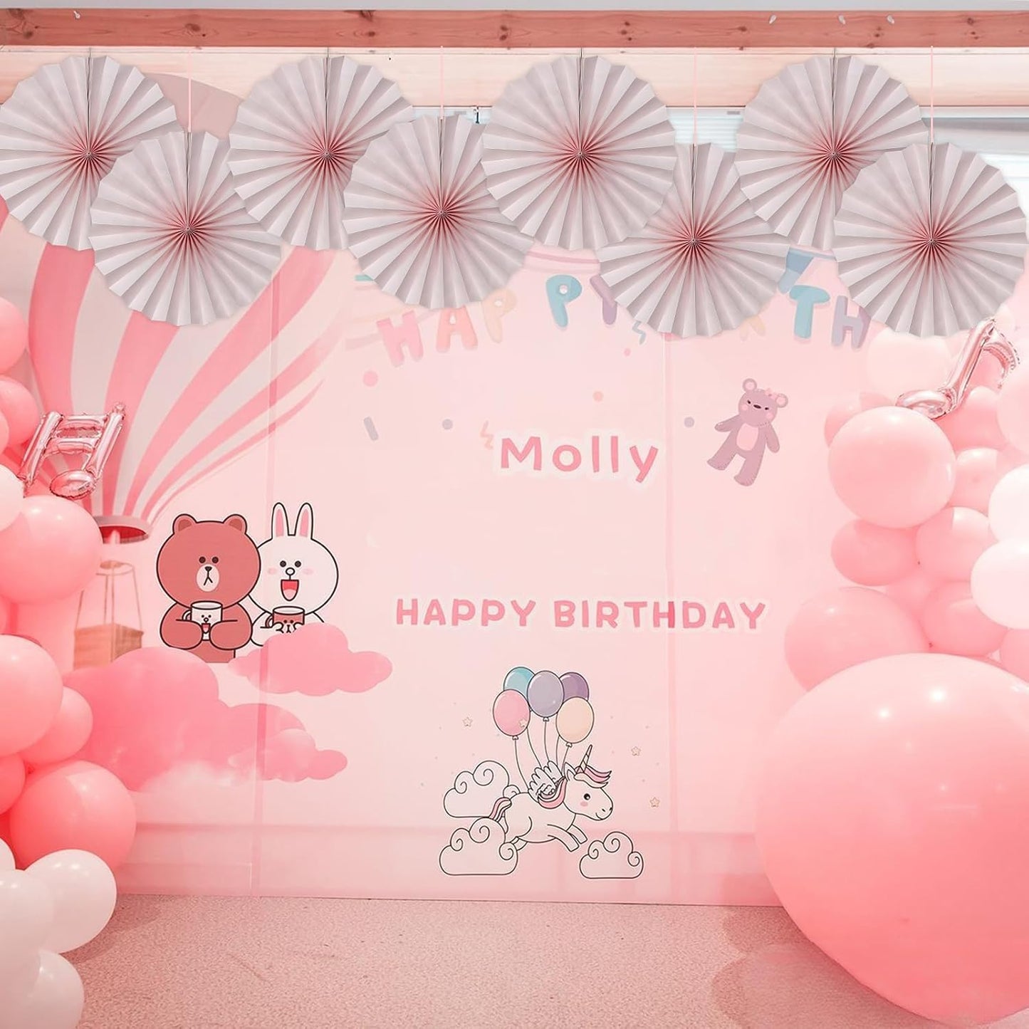 Pink Birthday Decorations,DIY Pink Paper Fans Hanging Decoration ,Party Supplies Party Fans 12in, Pink Christmas,Wedding Graduation Events Accessories 30 Color DIY Set (Baby Pink)