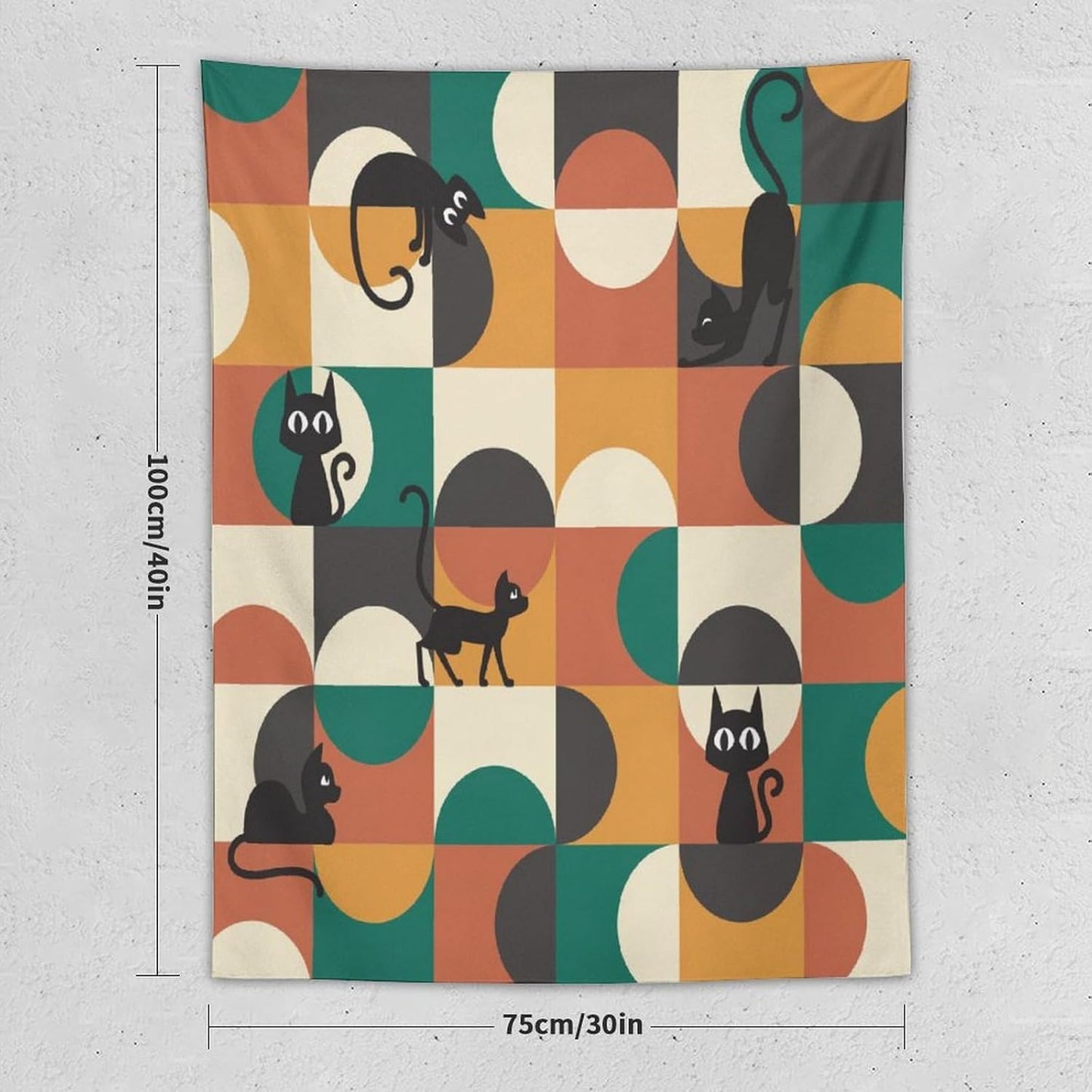 ICMOLYYENLO Boho Medieval Cat Tapestry, Abstract Atomic Starburst Geometric Aesthetic Art Wall Hanging For Bedroom Living Room Dormitory 60x80 Inches