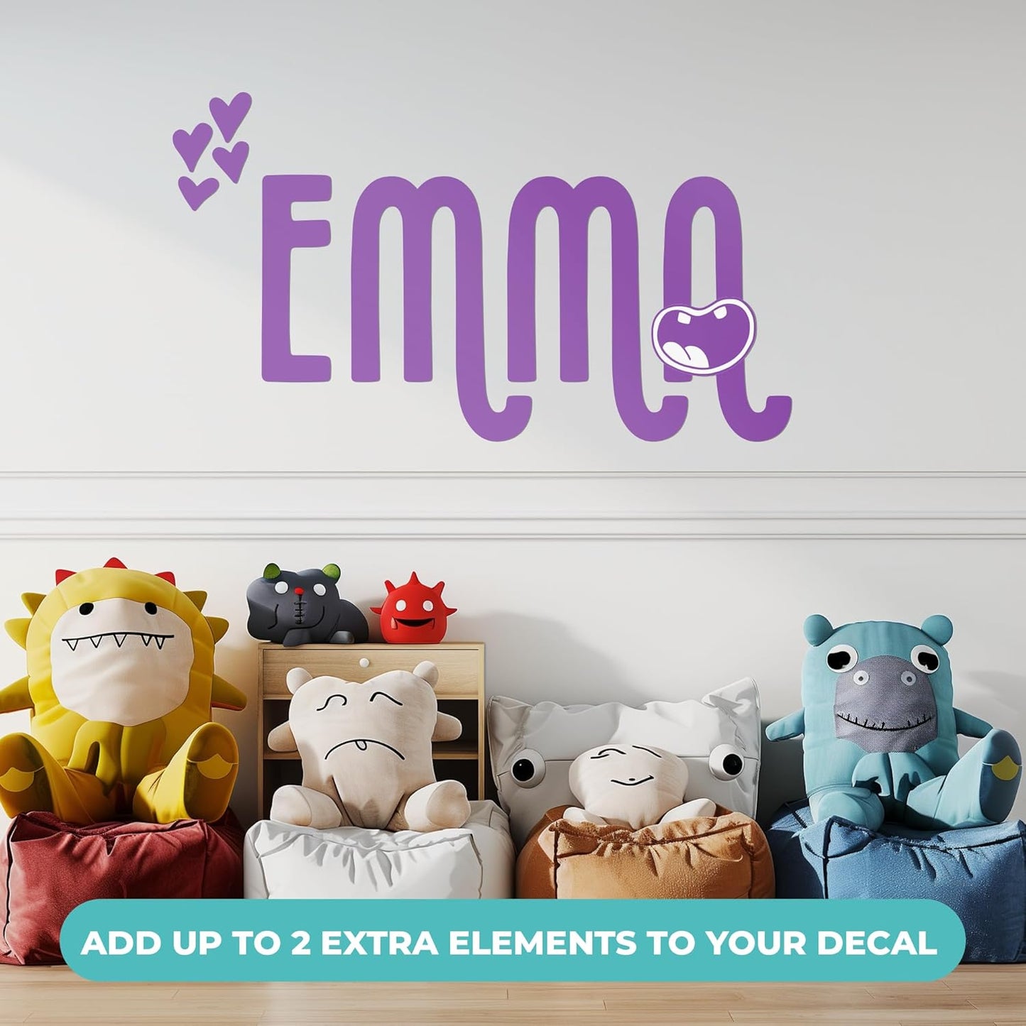 CRYPTONITE Custom Decal for Kids of Monster Stickers | Kid Stickers for Baby Room | Name Sticker for Bedroom Decor | Custom Sticker for Baby Nursery Decor I Multi-Size Options (E. Monster)