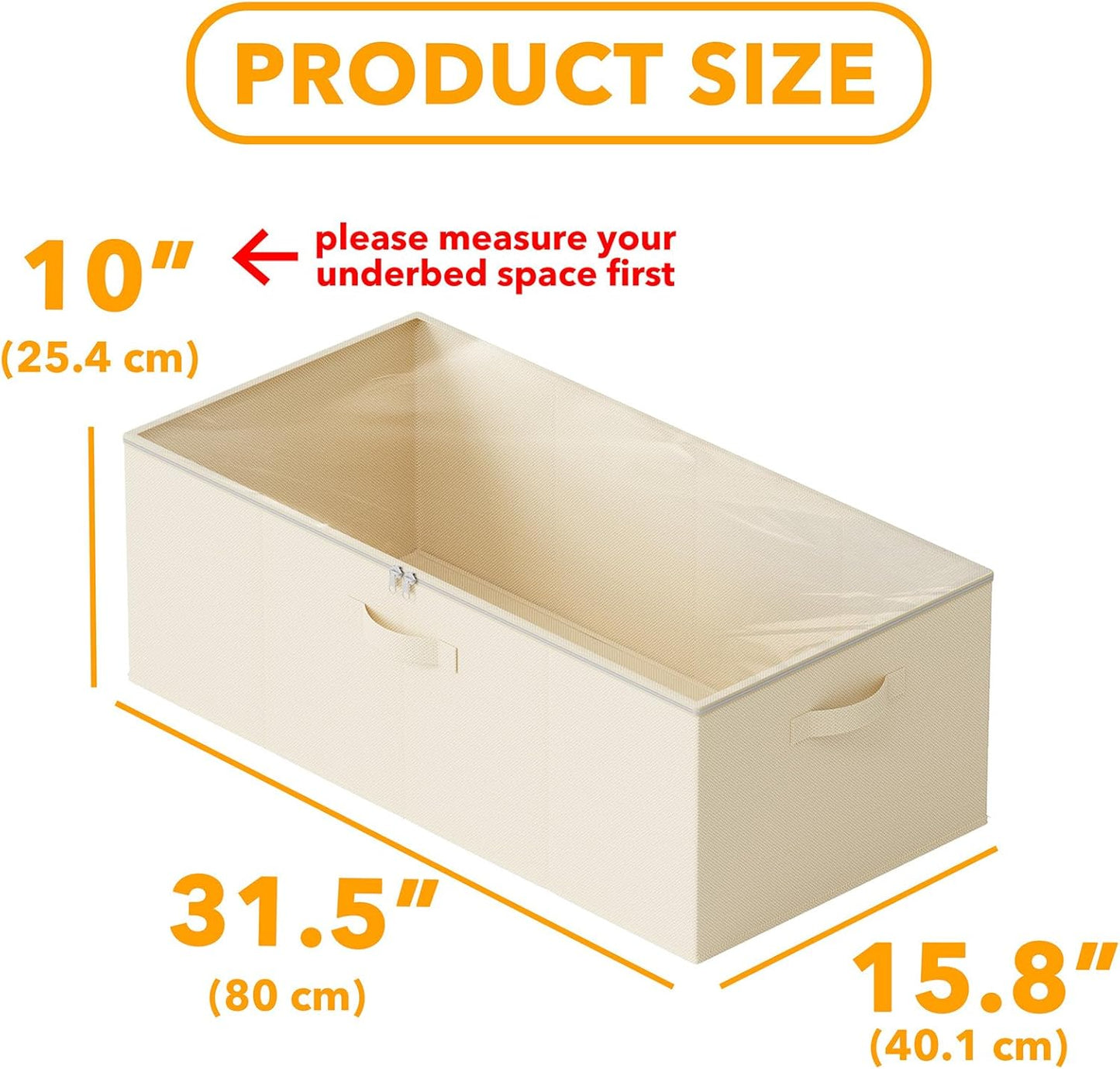 SpaceAid 4 Pack 10" High Under Bed Storage Containers, Large Underbed Storage Organizer Bins with Lids for Bedroom, Dorm, Clothes, Closet Organization, Bed Sheets and Blankets (Beige)