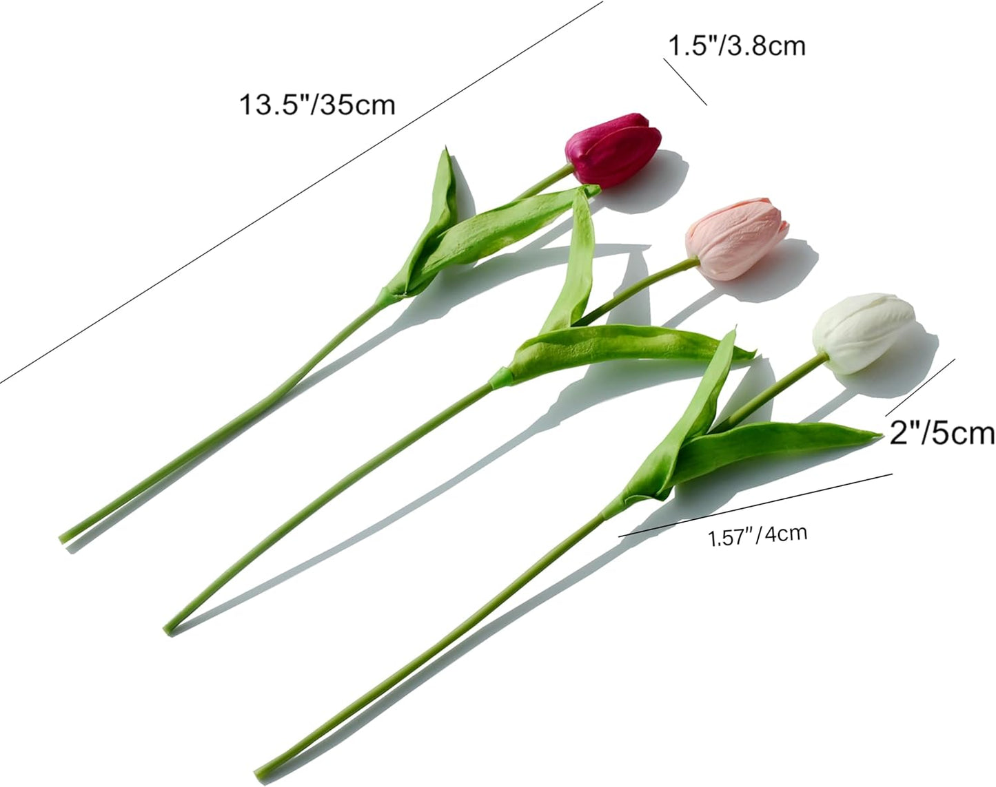 Mandy's Artificial Tulips 20 Stems Shades of Pink PU Faux Flowers for Wedding Home Decor 13.5 Inch