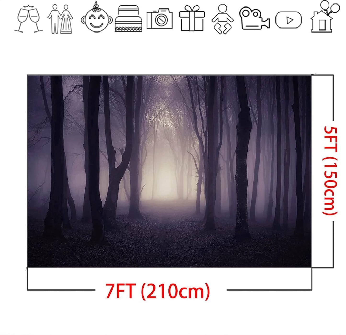 Mocsicka 7x5ft Halloween Backdrop Misty Woods Dark Gloomy Forest Vampire Witch Wizard Party Background Halloween Night Ghost Photography Backdrops
