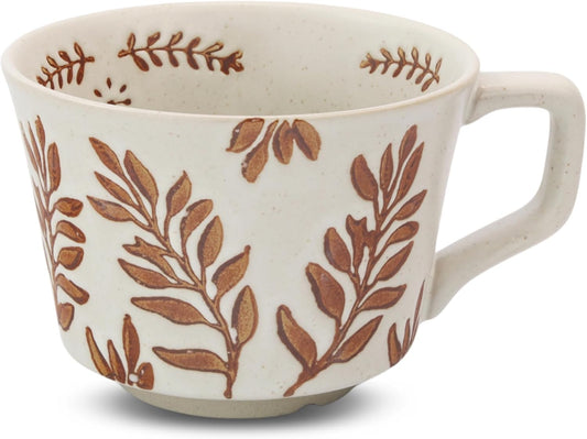 Ceramic Coffee Mug, 12 oz Novelty Unique Teacup with Large Handle, Stoneware Cup for Tea Mocha Latte Cappuccino Espresso (Ivy)