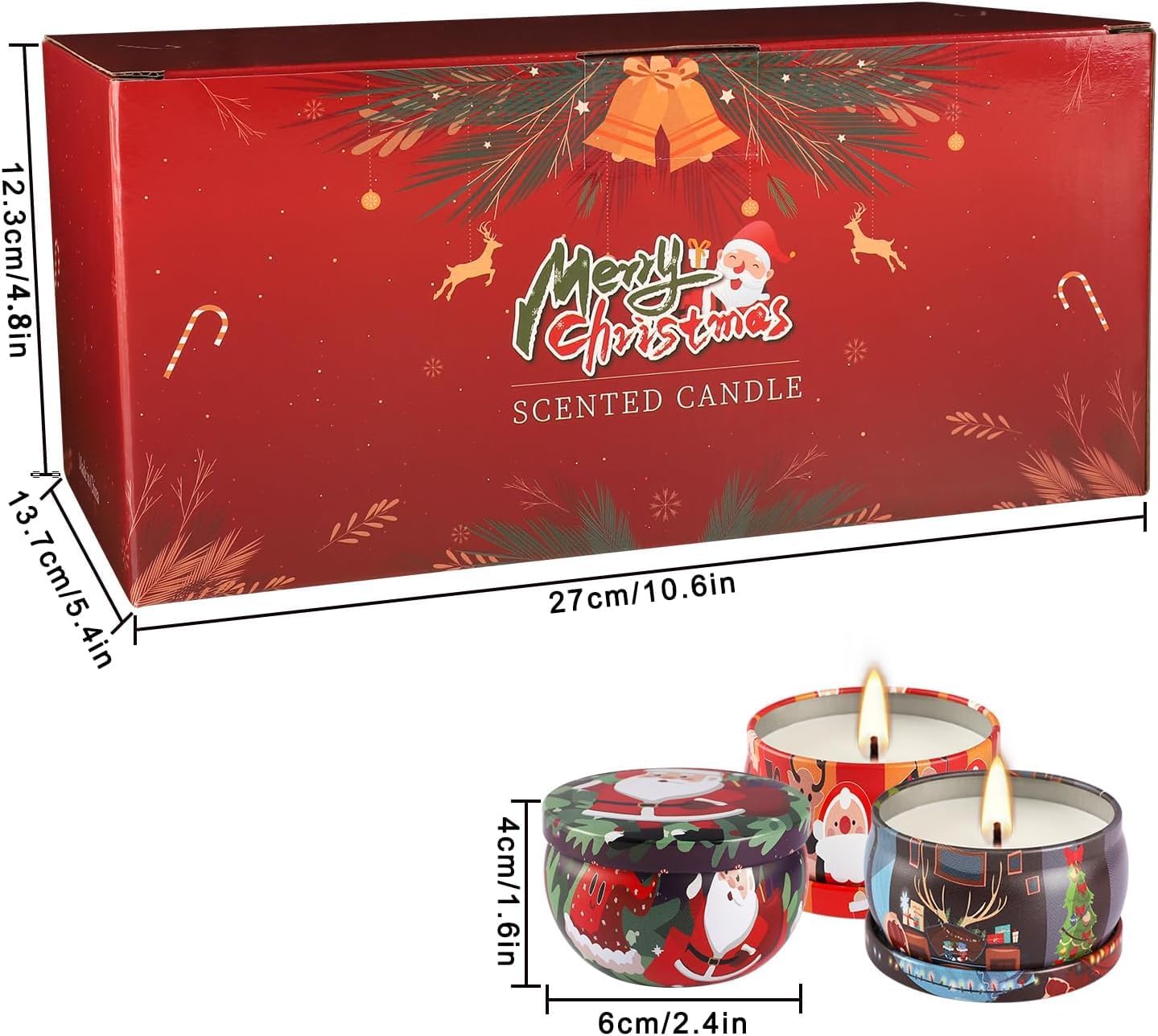 24 Pack Christmas Scented Candles Set for Home, Relaxing Stress Relief, Aromatherapy - Natural Soy Wax and Fragrance - Gifts for Women, Mom, Best Friend, Wife, Birthday