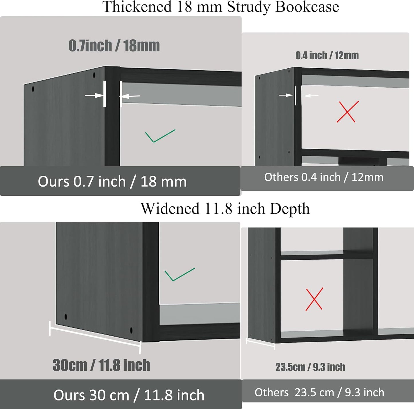 BLANKSPACE 71" H Large Bookcase with 6 Open Shelves & 2 Baskets - Heavy Duty Storage Shelf for Home Office, Living Room, Freestanding Organizer