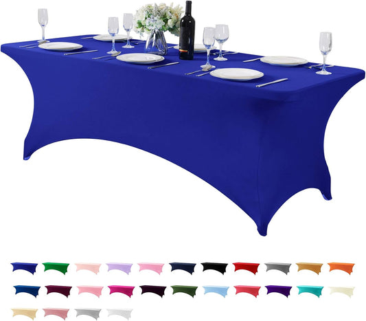 Spandex Table Cover for 8FT or 4ft or 6ft Table Universal Fitted Stretch Tablecloth for Party, Banquet, Wedding and Events-Royal Blue