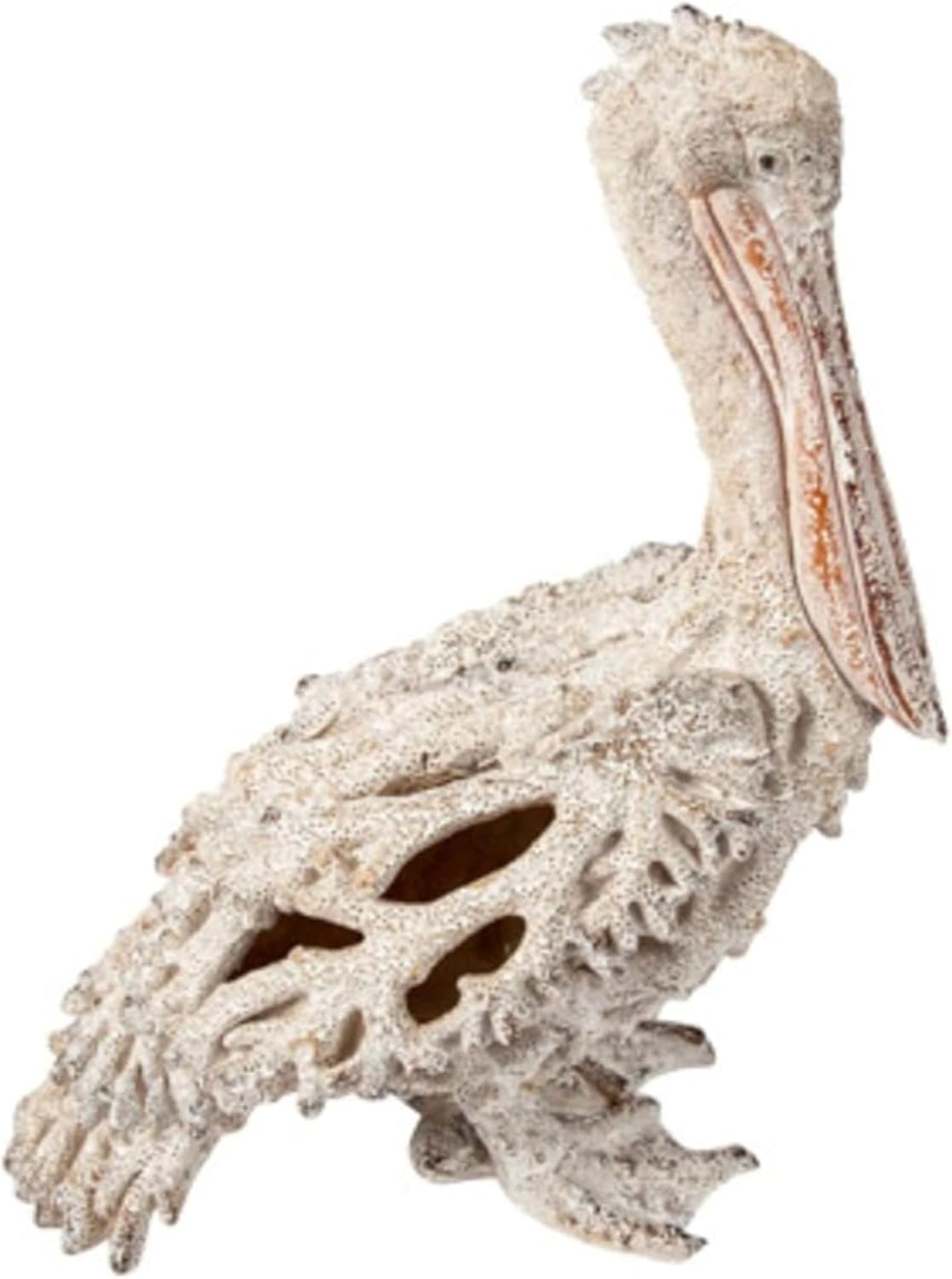White Pelican Standing Figurine - 13.75” Coral Reef Nautical Decor Coastal Beach Home Accent Ocean Statue for Shelf, Tabletop, or Mantel Display