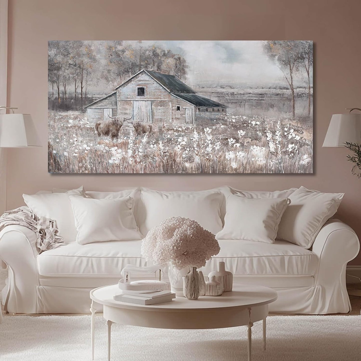 SDYA Landscape Canvas Wall Art Animal Photo Prints White and Brown Wall Hanging Decor 24"x48" Decorations for Bedroom Office Art