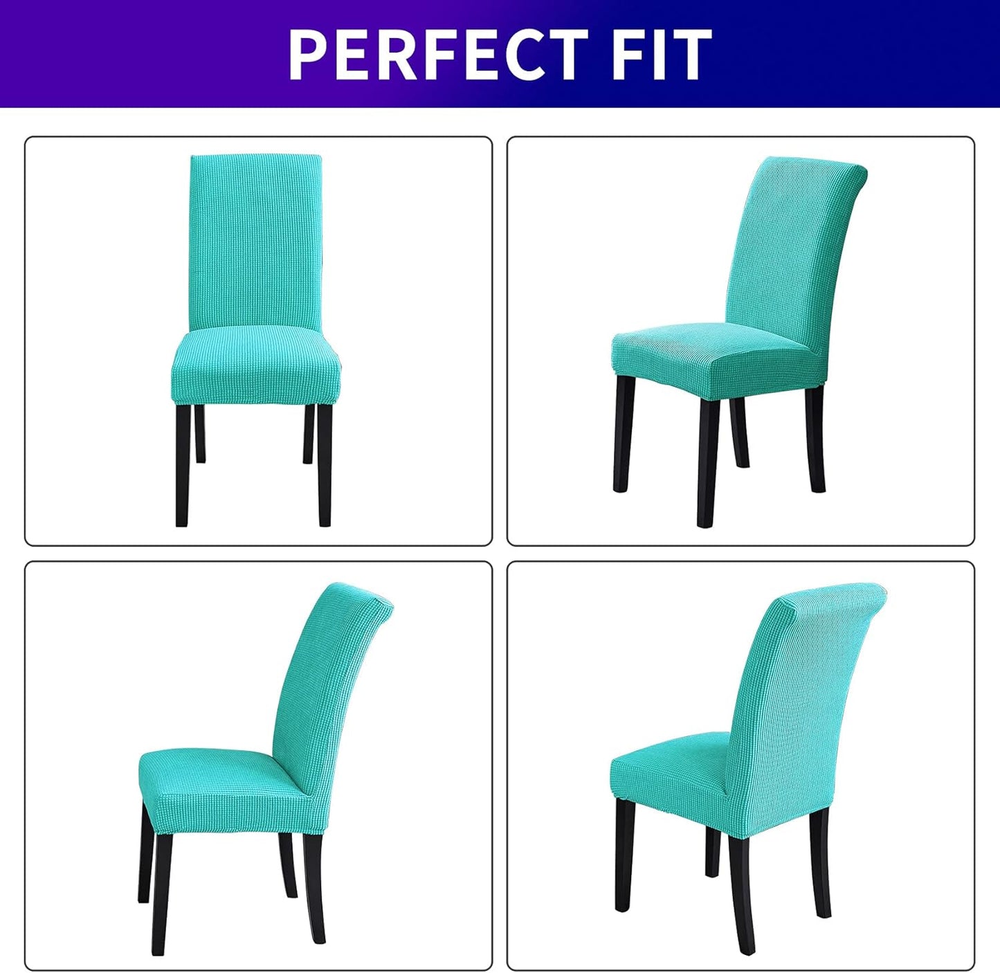 Howhic Stretch Chair Covers for Dining Room Set of 2, Removable Washable Dining Room Chair Covers, Dining Chair Slipcovers Seat Protector, Great for Home and Banquet Decoration (Turquoise, 2 Pack)