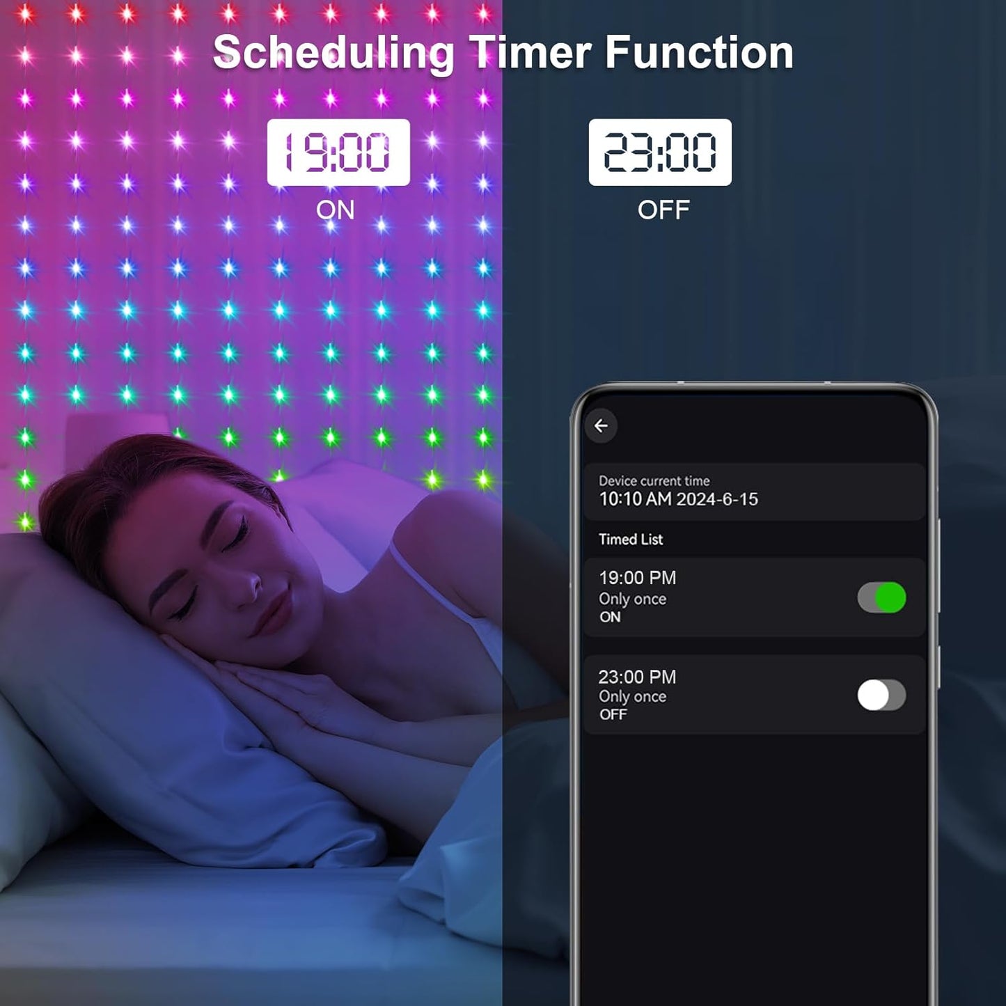 ZAIYW WiFi Smart RGB Color Changing Curtain Lights - 600 LED, Compatible with Alexa, App Control, Music Sync, Plug in for Christmas Wedding Outdoor Decor