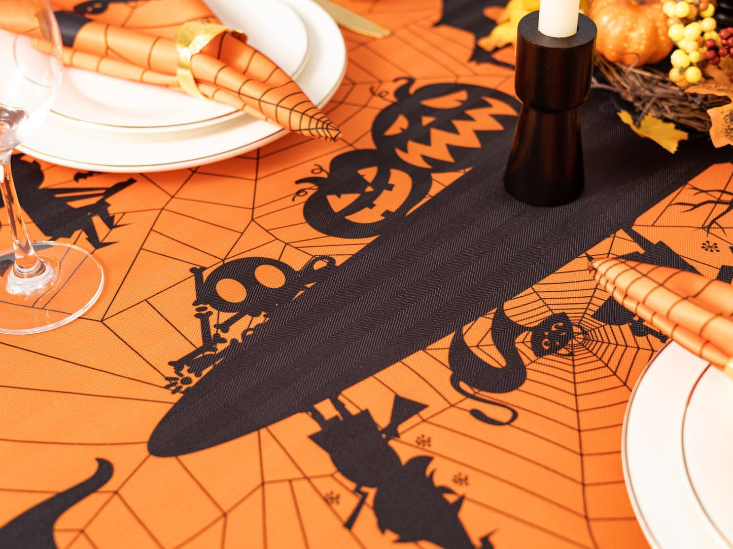 YiHomer Halloween Silhouettes Tabletop for Halloween Decorations, Dinner Parties and Scary Movie Nights, Horror Night, Tablecloth, 60 x 140 Rectangle